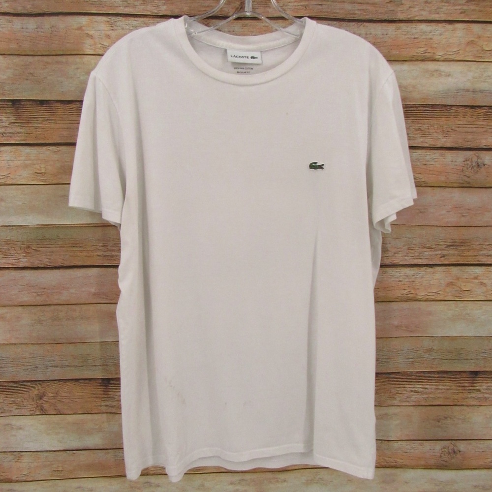 Lacoste White Crew Neck Short Sleeve Regular Fit Tee Men's L